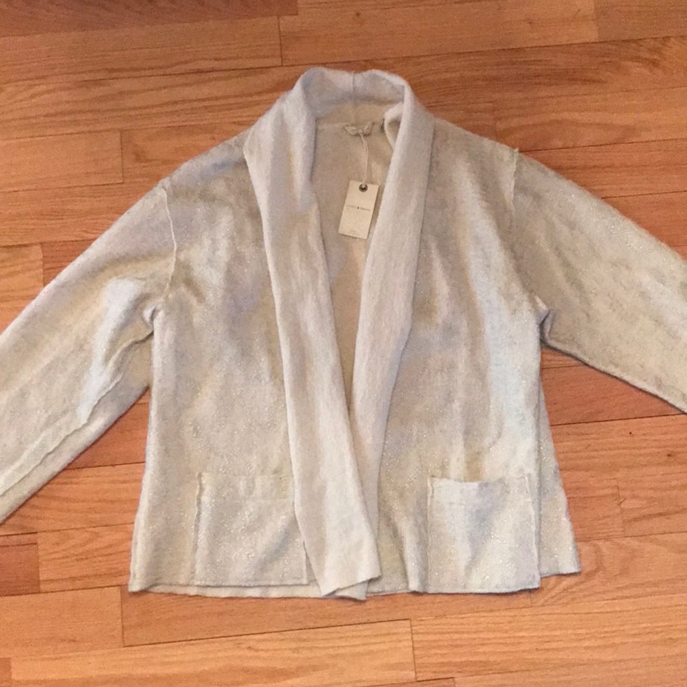 Lucky brand open metallic thread cardigan